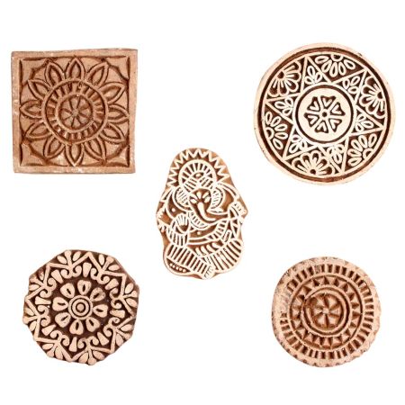 Set of 5 Piece New Mix Wooden Printing Block